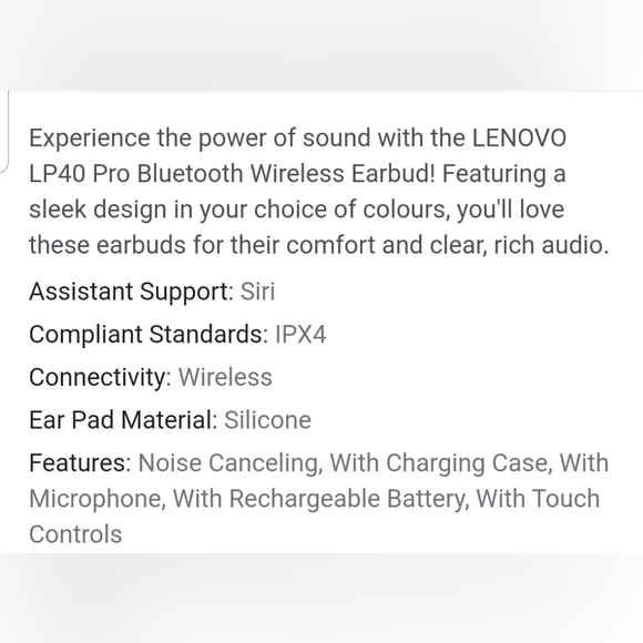 NIB Lenovo Live Pods LP40, White/Black - Picture 6 of 6